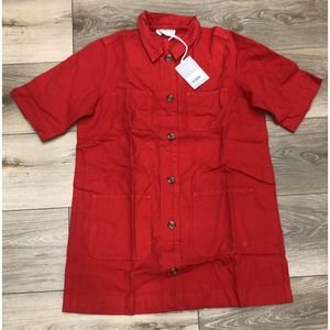 Everlane Women’s 12 Red Button Up Dress Short R5